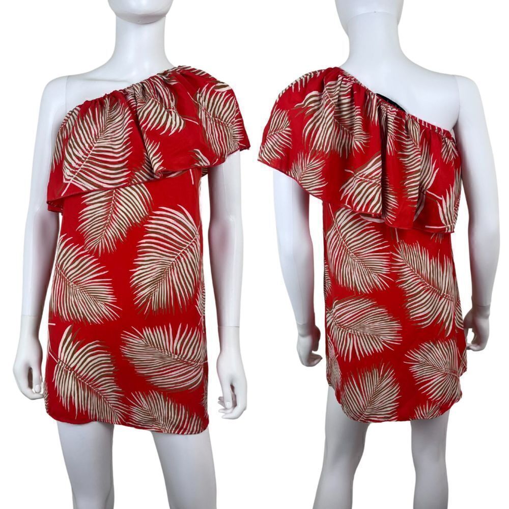 Meghan Los Angeles Shady Plam Leaf Size S Ruffle Resort Vacation Hawaiian Top